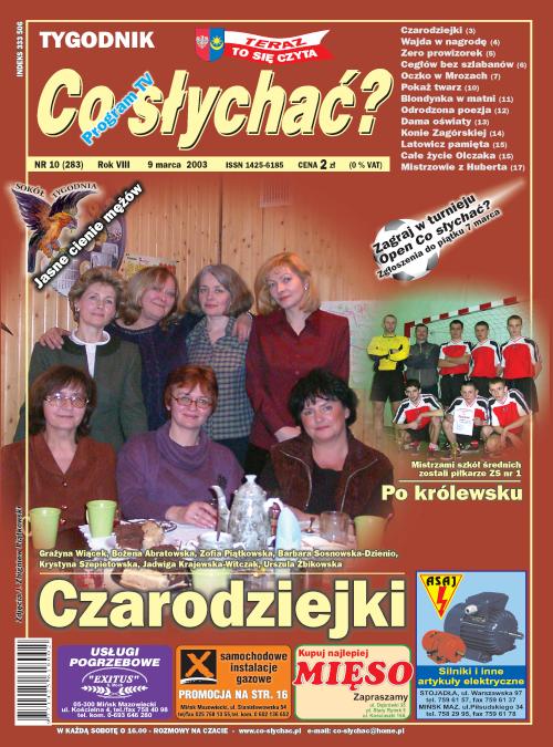Okładka gazety Co słychać? - nr 10 (283) 2003